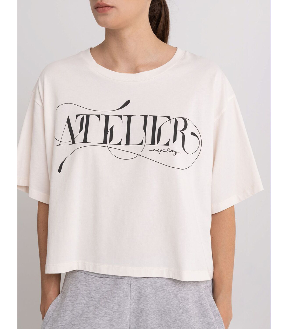 ATELIER コットンジャージークロップTシャツ 詳細画像 アイボリー 2